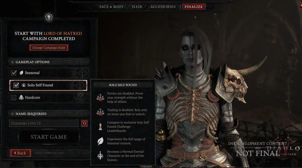 D4 Solo Self Found mode